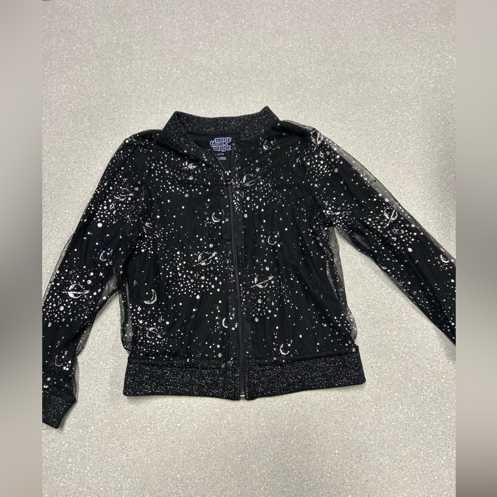 More than magic brand black starry kids zip up sweater
